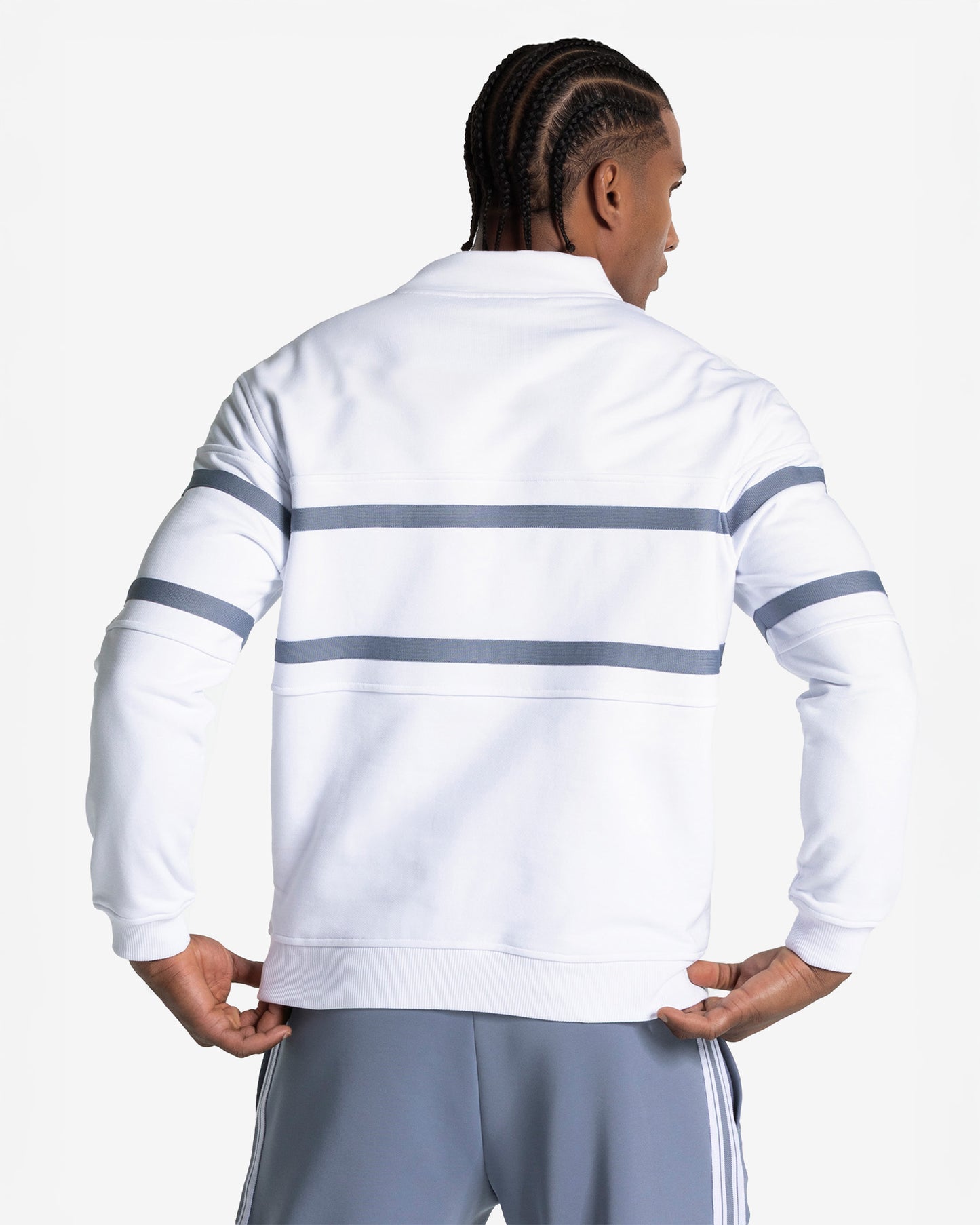 Sweat-shirt demi-zippé Club « blanc-bleu-acier »