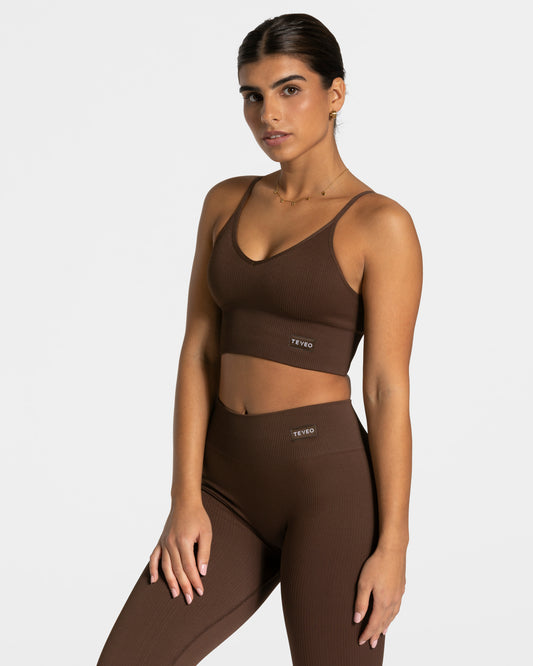 Elegant Cross Top “Marrone scuro"