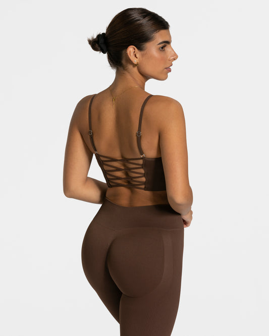 Elegant Cross Top “Marrone scuro"