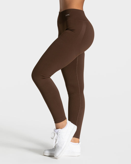 Elegant Scrunch Leggings “Marrone scuro"