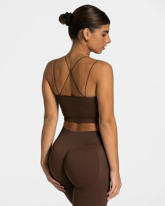Elegant strap top “Marrone scuro”