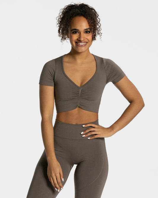 Crop top Focus “Tortora"