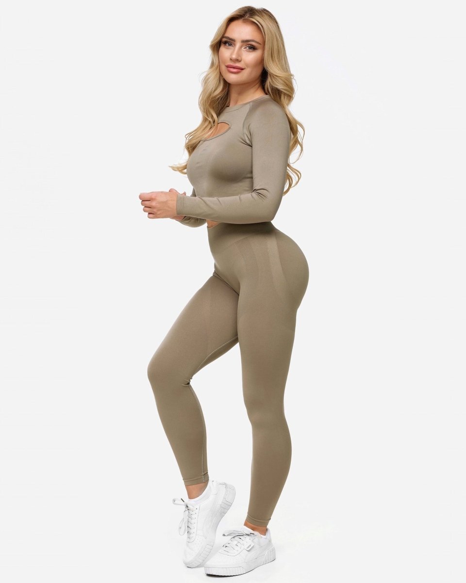 Charming Scrunch Leggings "Khaki" - TEVEO